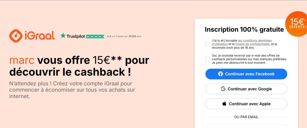 Formulaire d'inscription d'igraal