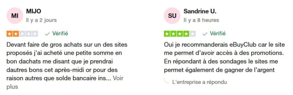 Avis client sur ebuyclub