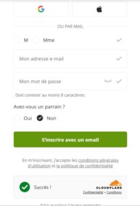 page d'inscription des coordonnée pour ebuyclub
